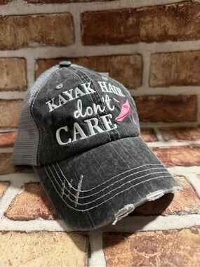 Katydid Gray and Pink 'Kayak Hair Don't Care' Kids Mesh Cap